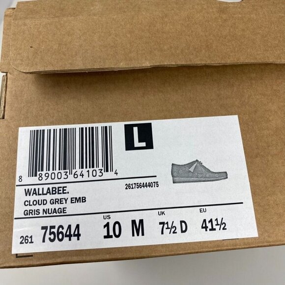 Clarks Wallabee Embroidered Slip-On Shoes Size 10 Cloud Grey Embroidery Suede - Picture 12 of 12